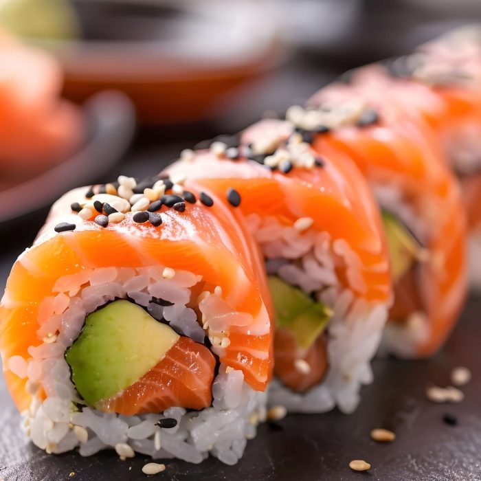 artfully-crafted-salmon-avocado-sushi-roll-with-sesame-seed-garnish artfully-crafted-salmon-avocado-sushi-roll-with-sesame-seed-garnish