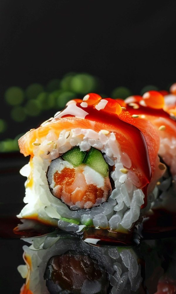 close-up-sushi-with-green-background